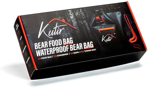 Bear Food Bag Hanging System - Ultralight 20L Waterproof Bear Bag Kit for Camping with Survival Rope, Clips, Rock Pouch, and Instructions - Perfect for Backpacking and Outdoor Adventures