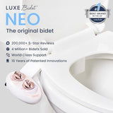 LUXE Bidet NEO 120 - Self-Cleaning Nozzle, Fresh Water Non-Electric Bidet Attachment for Toilet Seat, Adjustable Water Pressure, Rear Wash (Rose Gold)