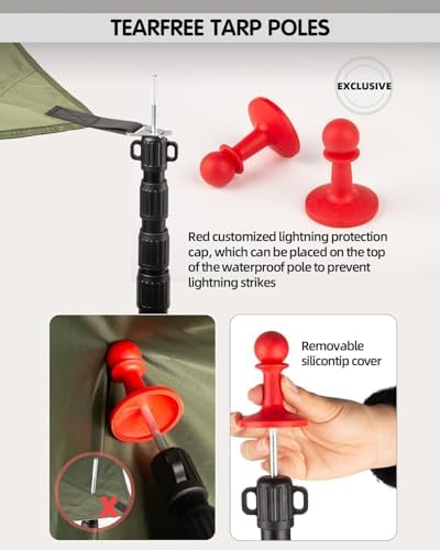 Tarp Poles Heavy Duty Adjustable, AVOFOREST Aviation Aluminum 8.7FT Tent Poles Lengthen and Thicken with Protection Cap Awning Poles Set of 4 for Hiking