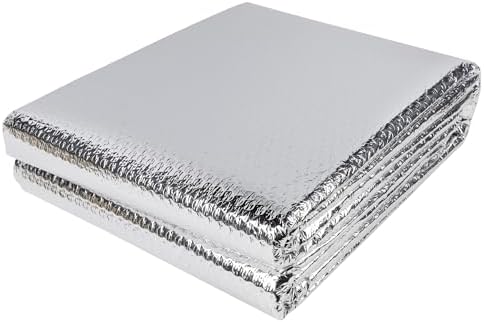 winemana Window Insulation Roll, 48IN x 10FT Reflective Heat Shield Bubble Film, Double-Sided Aluminum Foil Insulation, Weatherproof Garage Door Cover for Windows, RV, Basement, Winter & Summer