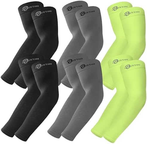 BHYTAKI UV Sun Protection Arm Sleeves, UPF 50 Sports Cooling Arm Compression Sleeves for Men Women Teenager