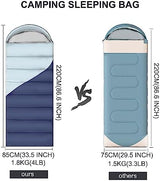 Camping Sleeping Bags for Adults Kids - 3-4 Seasons Warm & Cold Weather Backpacking Hiking XL Size Roomy Camping Gear Equipment for Couples Outdoor Car Family Travelling - Lightweight & Waterproof