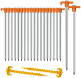20+2PCS Tent Stakes Heavy Duty Camping Stakes,AVOFOREST 9.8Inch Non-Rust Metal Tent Pegs Ground Stakes Tent Spikes Camping,Garden,Hiking Orange