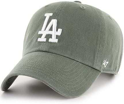 47 Brand MLB Moss Green Primary Logo Clean Up Adjustable Strap Baseball Cap Hat, Adult One Size Fits All