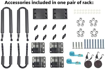 2 Pairs Heavy Duty Kayak Rack-Includes 4 Pcs Ratchet Tie-Mount on Car Roof Top Crossbar-Easy to Carry Kayak Canoe Boat Surf Ski (J-Bar Rack)