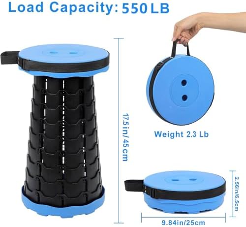 Foldable Telescoping Stool Portable, Retractable Stool for Adults, Upgraded Collapsible Folding Seats with Load Capacity 550lbs, Camping Stools for Adults