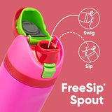 Kids FreeSip Insulated Stainless Steel Water Bottle with Straw for Sports, Travel, and School, BPA-Free Sports Water Bottle, 16 oz, All The Berries