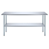 AmGood 18 in. x 72 in. Stainless Steel Work Table | Metal Kitchen Food Prep Table | NSF