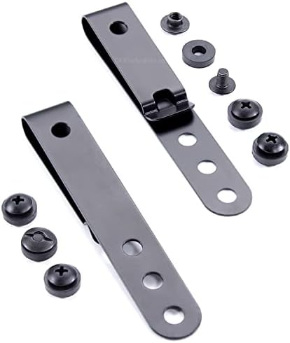 HolsterSmith Universal Metal Belt Clip for Holster Making - (Model 5) - (3-Hole) - (Tactical Black) - (w/SPTHA Mounting Hardware) - (2 Pack)