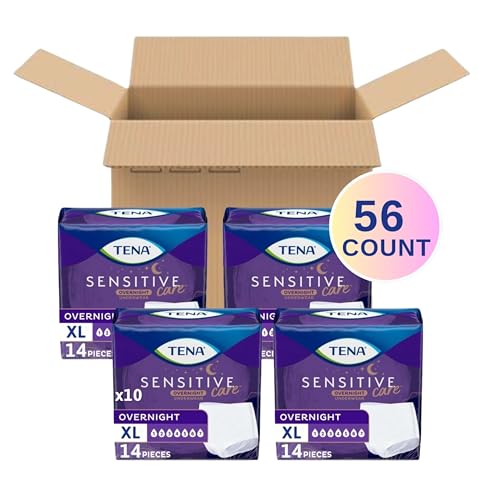 TENA Sensitive Care Overnight Incontinence Underwear for Women, XLarge, 56 Count (New Sizing)