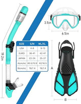Snorkeling Gear for Adults Men Women,4 in 1 Snorkel Set with Panoramic View Diving Mask Anti-Fog Anti-Leak,Dry Top Snorkel,Fins and Travel Bag for Swimming,Snorkeling and Travel Diving