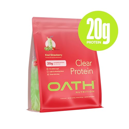 Oath Nutrition Clear Whey Isolate Protein Powder, Kiwi Strawberry, 20g Complete Protein per Serving, No Added Sugar, Grass-Fed, 18 Servings