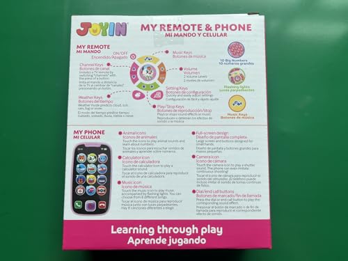 JOYIN Baby Learning Phone and Remote Toy for Toddler, Pink Smartphone Toys with Music for Infants, Kids, Holiday Stocking Stuffers, Birthday Gift for Girls, Gifts for Christmas