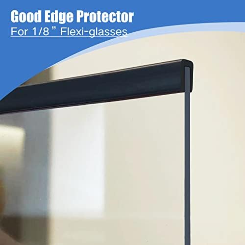 Rubber Edge Trim, Self-Adhesive Rubber Edge Protector for 1/8" Mirror and Flexiglass, EPDM Material, Fit 1/8"(3mm), Length 20 Ft, Black Color, U Channel Edge Trim