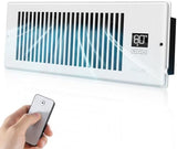 Quiet Register Booster Fan Fits 4" x 12" (DUCT OPENING CUTOUT), 10-Speed Smart Heating Cooling AC Vent Booster Fan w/Remote Control & Thermostat Control (White) - Corded