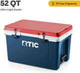 RTIC Ultra-Light 52 Quart Hard Cooler Insulated Portable Ice Chest Box for Beach, Drink, Beverage, Camping, Picnic, Fishing, Boat, Barbecue, 30% Lighter Than Rotomolded Coolers