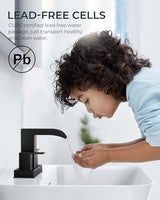 FORIOUS Square Black Bathroom Faucets for 2 Hole or 3 Hole, Waterfall 4 Inch Centerset Bathroom Sink Faucet with Metal Pop-up Drain and Supply Lines, Two Handles for Vanity, Laundry Room, Basin