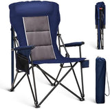 ALPHA CAMP Oversized Folding Camping Chairs High Backrest Heavy Duty Lawn Chairs for Adults Support 500 LBS Portable Camp Chairs with Cup Holders Large Side Pocket for Outdoor
