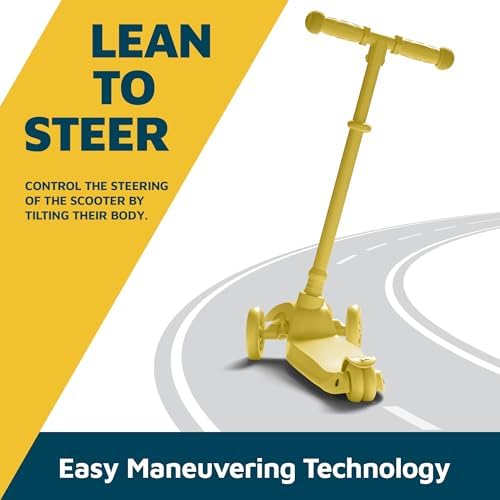 Kids Scooter – Children and Toddler 3 Wheel Kick Scooter – LED Wheel Lights Illuminate When Rolling– Adjustable Handlebar – Indoor and Outdoor