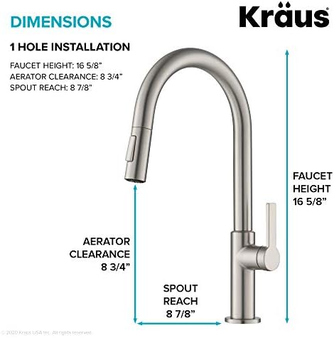 KRAUS Oletto Single Handle Pull Down Kitchen Faucet in Spot Free Stainless Steel, KPF-2820SFS