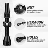 BWSHLF Tubeless Presta Valve Stem 40/44/55/60/65/80/100 mm, Super Light Alloy Presta Valve Stem Kit with Valve Core Remover Tool and Valve Stem Caps - Multiple Color and Size Options(Pair)