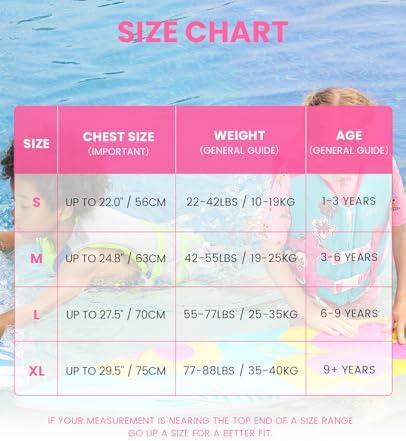 Zeraty Toddler Swim Vest Neoprene Kids Float Jacket Swimming Aid for Children Girls and Boys 20-30-40-50-60-70-80Lbs with Dual Adjustable Safety Straps