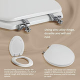 Elongated White Toilet Seat Natural Wood Toilet Seat with Zinc Alloy Hinges, Easy to Install also Easy to Clean, Scratch Resistant Toilet Seat by Angol Shiold (Elongated, White)
