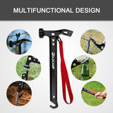 8 Pack Tent Stakes and Hammer with Canvas Storage Bag, Heavy Duty Camping Stakes for Outdoor Tent & tarp-Essential Accessories, Carbon Steel Aluminum Camping Hammer for Hiking Kit