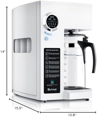 Bluevua RO100ROPOT Reverse Osmosis System Countertop Water Filter, 4 Stage Purification, Counter RO Filtration, 2:1 Pure to Drain, Purified Tap Water, Portable Water Purifier for Home
