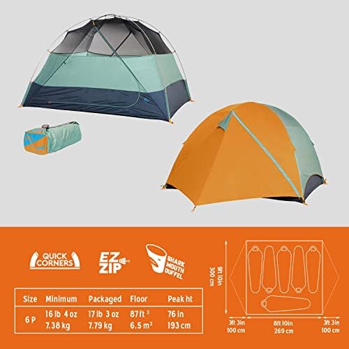 Kelty Wireless Freestanding Car Camping Tent, 2 4 or 6 Person Sleeping Capacity, Two Doors + Two Vestibules, Campground Festival Backyard Shelter, 2022