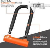 Sportneer Bike U Lock - Heavy Duty Anti Theft Bike Lock with 5ft Security Steel Cable - 17mm Shackle Bicycle U-Locks with Keys & Sturdy Mounting Bracket for Road, Mountain, Electric Bike - Orange
