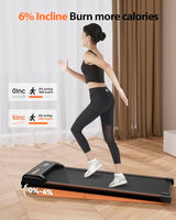Walking Pad,Treadmill with Incline for Home Office, 2.5HP Portable Under Desk Treadmill with 265 Lbs Capacity,Remote Control, Led Display