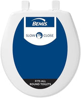 Bemis 730SLEC Slow Close Toilet Seat, Easy Clean Hinges and Durable Plastic Seat, Made in USA, Round, White