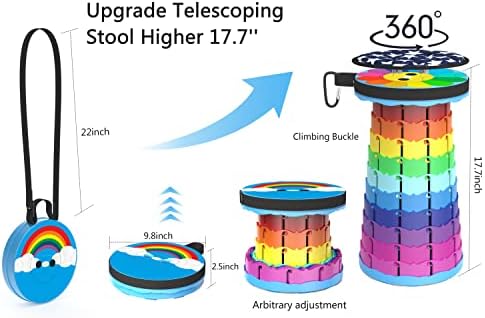 ALEVMOOM Upgraded Portable Collapsible Folding Stool with Cushion Retractable Telescoping Stool for Adults Sturdy Capacity 440lbs Camping Stool for Outdoor Hiking Garden BBQ with Bag