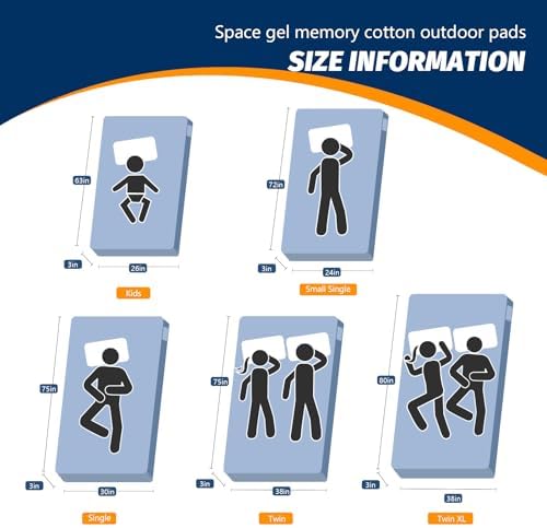 CYMULA Memory Foam Camping Mattress Pad, CertiPUR-US Sleeping Mat, Portable Roll Up Mattress for Adults, Camping Bed Pads for Sleepover, Car Bed with Travel Bag