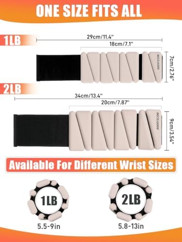 Wrist Ankle Weights Set of 2(1 lb/2 lbs Each) Adjustable Weights Training Intensity for Strength Training Walking Running Yoga Pilates Jogging for Women Men