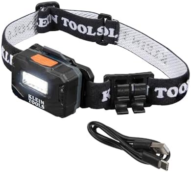 Klein Tools 56049 Rechargeable Headlamp / LED Lights, Adjustable Fabric Strap with Marker / Pencil Holder, 260 Lumens, for Work and Outdoors