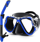 Greatever Dry Snorkel Set,Panoramic Wide View,Anti-Fog Scuba Diving Mask,Professional Snorkeling Gear