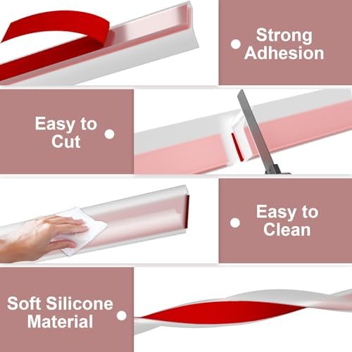 Shower Threshold Water Dam Guard - Self-Adhesive Silicone Waterproof Barrier, Leak-Proof, Flexible, Easy Installation, Customizable Length for Showers, Bathtubs, Sinks, and Countertops by Hzetuu