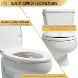 Soft Close Toilet Seat Round with Lid BR500-00 White, Comfortable, Durable, Sturdy, Stain-Resistant and Easy to Clean, Fits All Toilet Brands, Executive Series