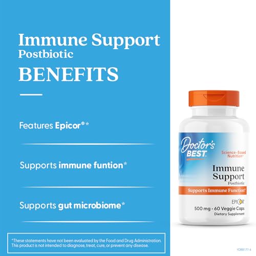 Doctors Best Immune Support Postbiotic, Supports Immune Function, Non-GMO, Gluten Free, Vegan 60 Veggie Caps