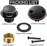 Oil Rubbed Bronze Bathtub Drain Tip-Toe Tub Trim Set with Two-Hole Overflow Faceplate Bathroom Tub Drains Replacement Conversion Kit