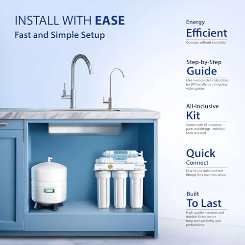 APEC Water Systems ROES-50 Essence Series Top Tier 5-Stage WQA Certified Ultra Safe Reverse Osmosis Drinking Water Filter System with Extra High Capacity Pre-Filter Set Stage 1-3