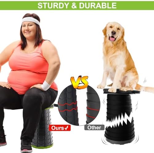 Upgraded Foldable Stool Thickened, Portable Collapsible Stool Retractable Stool for Fishing, Hiking Tours, BBQ, Parties, Outdoor Activities (Olive Green)