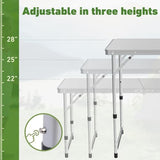 Camping Table, Folding Camping Table with Storage, Lightweight & Portable, 3 Heights Adjustable Folding Table for BBQ, Camping, Picnic and Indoor Use, Grey