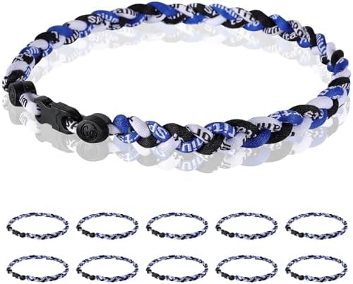12 Pack Baseball Necklace 18inch, Team Gift for Baseball Funs, Three Braided Titanium Tornado Rope Design, with Muti - Color for Pick