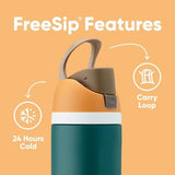 FreeSip Insulated Stainless Steel Water Bottle with Straw for Sports, Travel, and School BPA-Free Sports Water Bottle, 32 oz, Citrus Crush