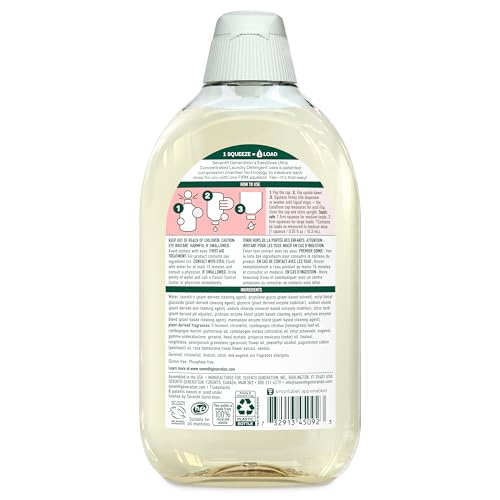 Seventh Generation EasyDose Laundry Detergent Ultra Concentrated Rose Washing Detergent 23 oz, Pack of 2