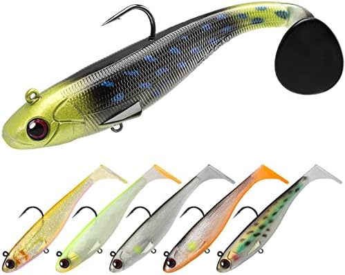 TRUSCEND Pre-Rigged Soft Fishing Lures, Well-Made Easy Catching Lures for Family Fishing, Great Action Swimbaits with Spinner, All-Conditions Fishing Gear for Bass Trout Walleye, Crappie Fishing Jigs