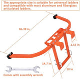 Ladder Stabilizer, Thickened Heavy Duty Steel Ladder Stabilizer with Wing Span/Wall Extension Accessory, Secure and Stable Ladder Standoff Arms for Roof Gutter with Anti-Slip Rubber Feet & Tool Tray